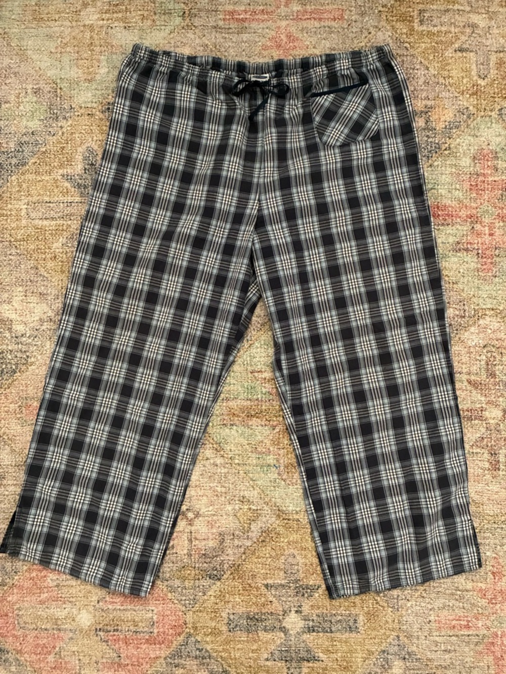 Vintage Old Navy Navy and Light Gray Plaid Lounge Pants